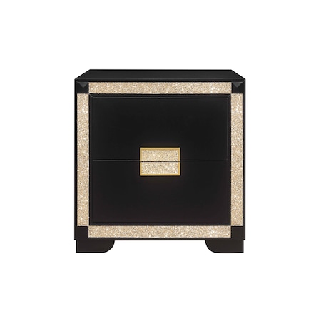 Global Furniture Usa Traditional Glam Glitter Blake Black/Gold Nightstand 671